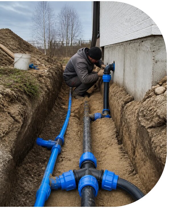 Монтаж наружного водопровода на участке под ключ в Владивостоке